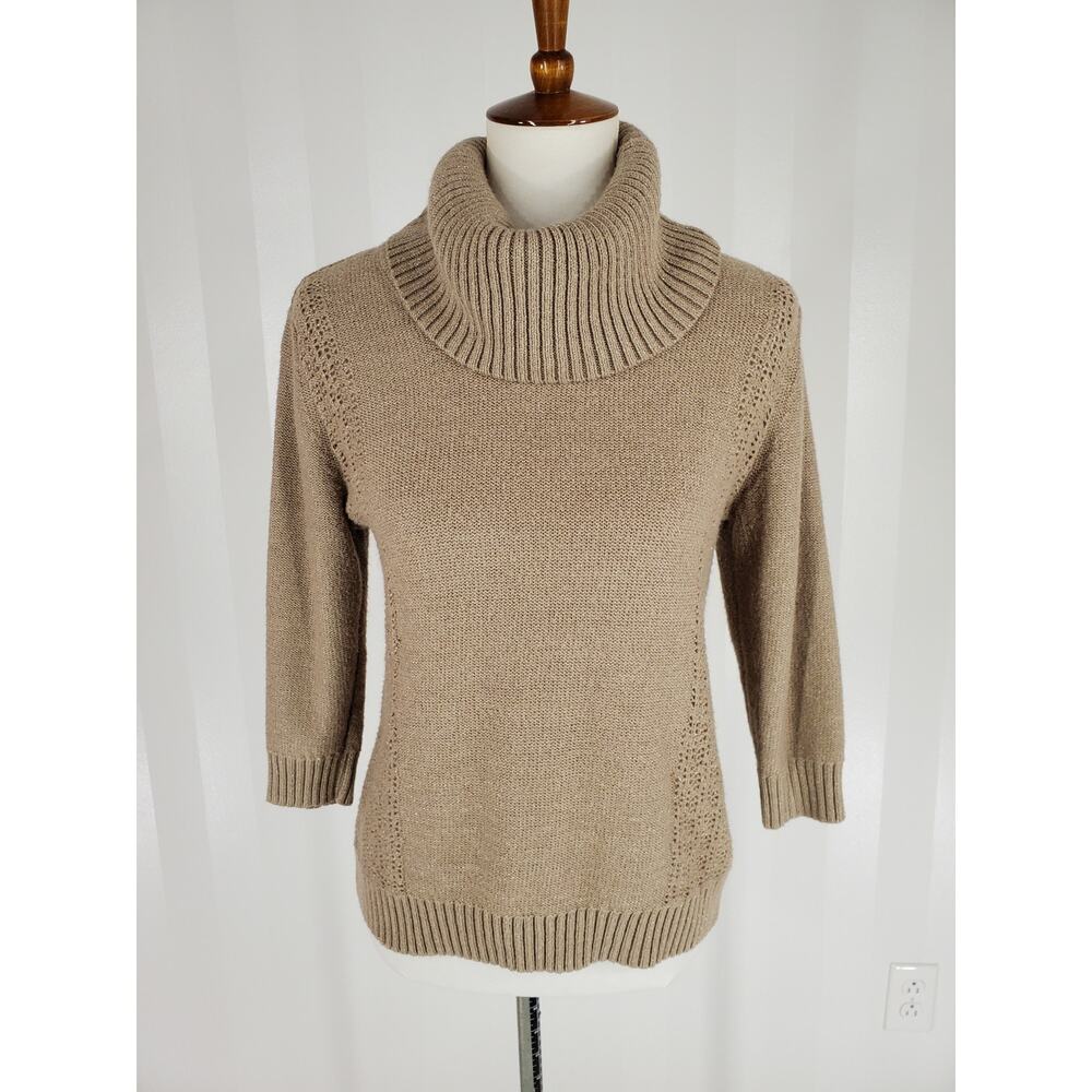 NEW YORK & CO Women's Taupe Cowl Neck Sweater Sz S - Picture 1 of 10